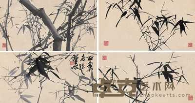 陈丙光　 癸未（2003）年作 墨竹（十六件） 立轴 33×61cm×16